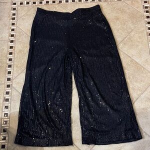 SHEIN Black Sequin Wide Leg Pants 2x